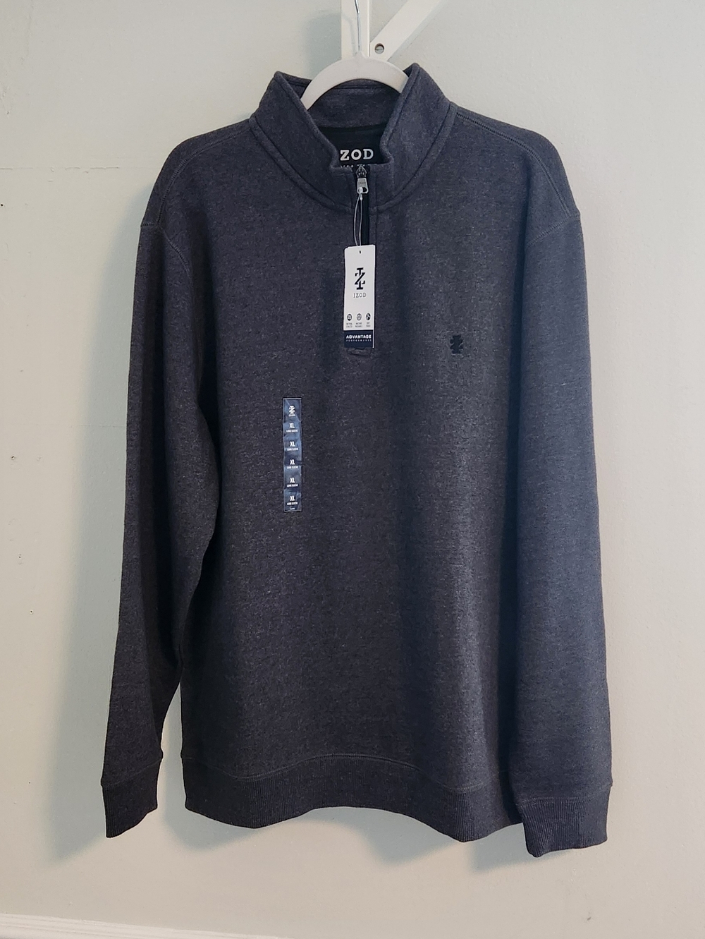 New! IZOD Advantage Performance Quarter Zip Pullover Carbon Heather Men XL NWT